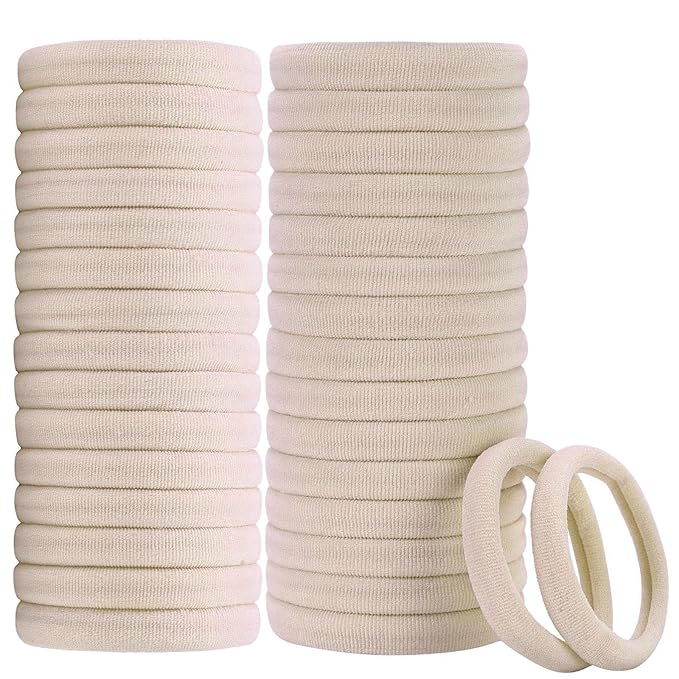 60 Pcs 2 Inch Blonde No Damage Hair Ties for Women Thick Hair, Large Soft Seamless Nylon Fabric Elastic Ponytail Holders Bands for Women