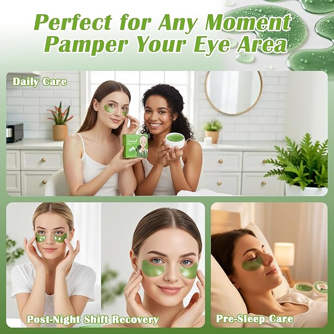 Belluxe Under Eye Patches - Hydrogel Eye Mask for Dark Circles & Puffy Eyes, Korean Collagen Eye Gel Patches with Seaweed, Intense Hydrating Care