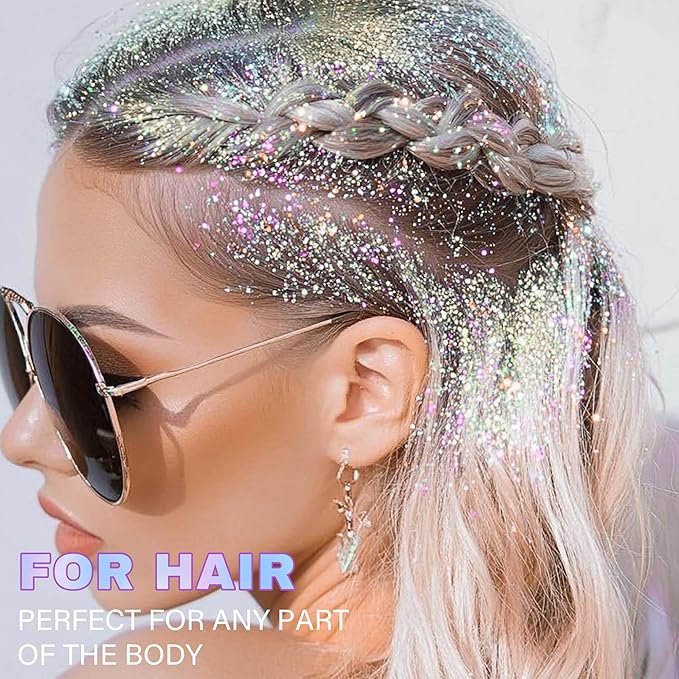Roll-on Face Body Glitter Gel for Women, 1.69oz Large Capacity Holographic Color Changing Glitter Gel Shimmer Makeup for Singer Concert Festival Rave Accessories, #1 Mermaid