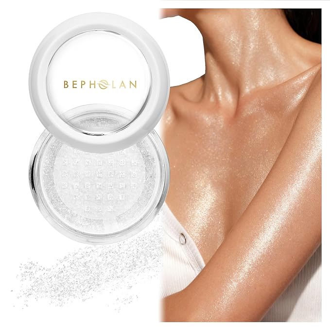 BEPHOLAN Highlighter Powder,High Gloss Glitter,Sparkling Powder Makeup for Face and Body - High-Pigment Shimmer Makeup, Long-Lasting & Buildable（Starlight Mist 10g）