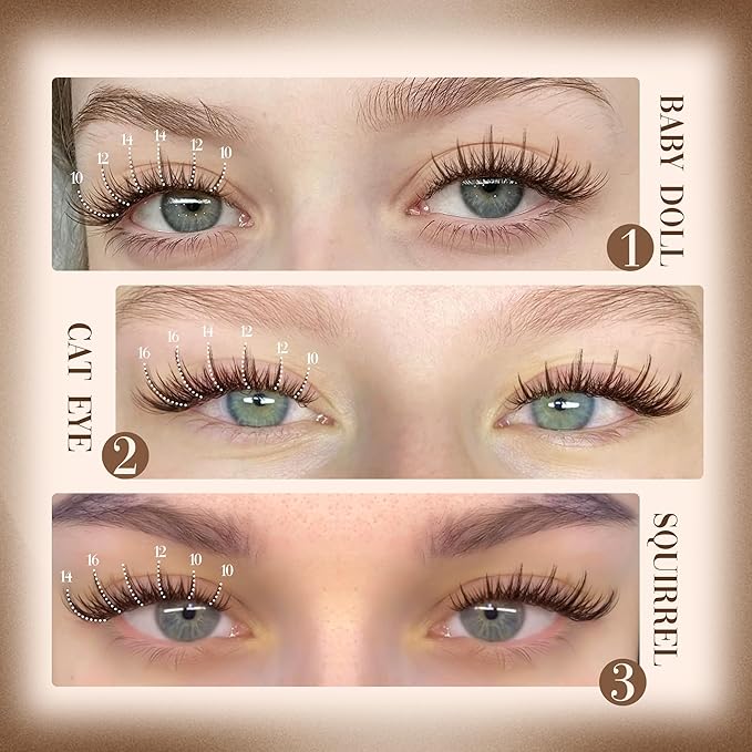 Brown Lash Clusters Kit Wispy Lash Extension Kit Natural Spiky Cluster Eyelash Extensions CD Curl Eyelash Extension Kit with Lash Bond seal and Remover by Lanflower