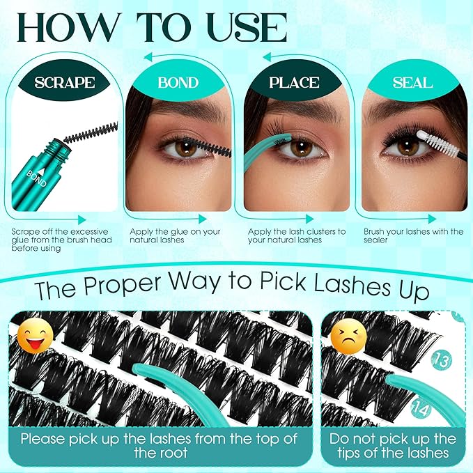 Eyelash Clusters Fluffy Lash Clusters Thick 280pcs Cluster Eyelash Extensions DIY At Home Individual Lashes Cluster Lashes by GEMERRY（80P+100P-10-18mm)