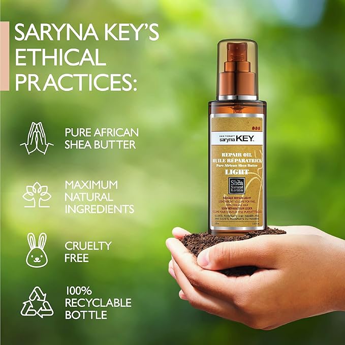 Saryna Key Hair Serum Repair Oil - Shea Butter Hair Treatment Oil, Oil for Hair, Frizz Control for Dry & Damaged Hair, Color-Safe (105ml/3.55oz)