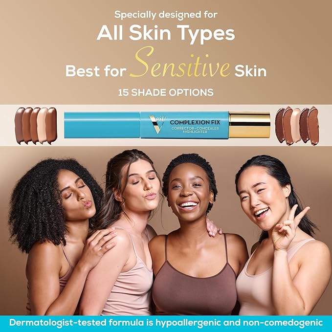 Veil Cosmetics - Complexion Fix Concealer - Liquid Concealer for Under Eye + Dark Circles - Highlight, Contour, Correct - Anti-Aging - Vegan Makeup Pen - Hydrating Lightweight (2N Light Neutral)