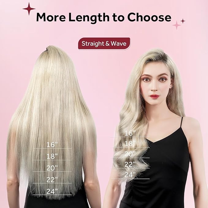 Clip in Hair Extensions Real Human Hair, Remy Hair Extensions Clip In Human Hair Thick and Silky, Ash Blonde Highlighted Platinum Blonde #P17A/60A 20Inch 120G 7PCS