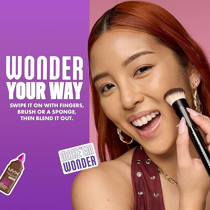 NYX PROFESSIONAL MAKEUP Make 'Em Wonder Liquid Foundation, 24HR Foundation Makeup With A Soft Matte Finish, Buildable Full Coverage - 14 True Beige