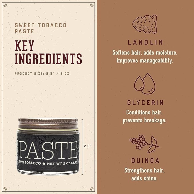 18.21 Man Made Hair Styling Product, 2oz. Original Sweet Tobacco Scent in Paste with Natural Shine Finish