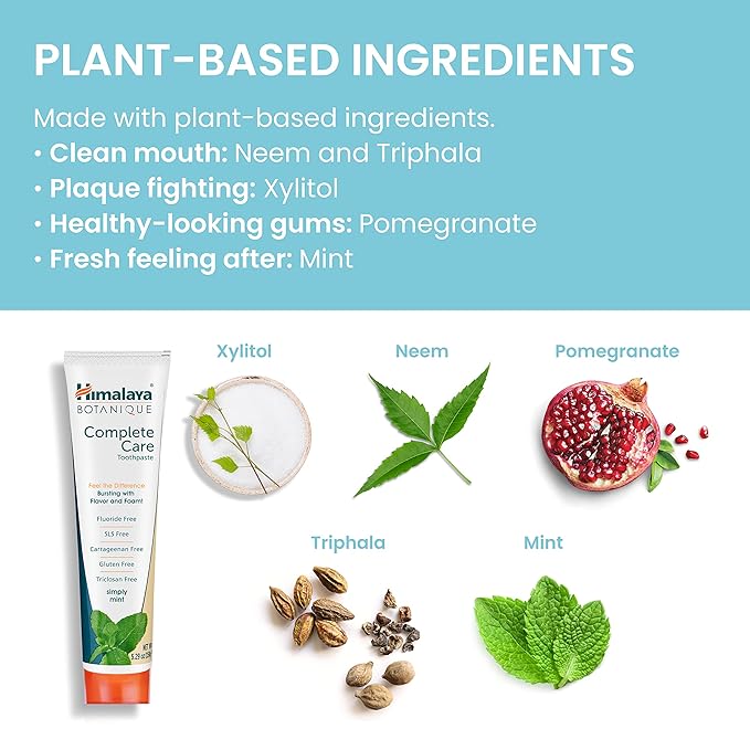 Himalaya Botanique Complete Care Toothpaste - Herbal, Mint, Fluoride-Free, SLS Free - 5.29 Oz, 4 Pack
