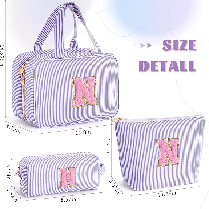 Fystdtote Travel Toiletry Bag Cosmetic Bag Skin Care Bag Cute Makeup Bag Sister Wife Friend Engagement Wedding Gifts for Women Tween Girls Trendy Stuff Thank You Gift - Lavender,N