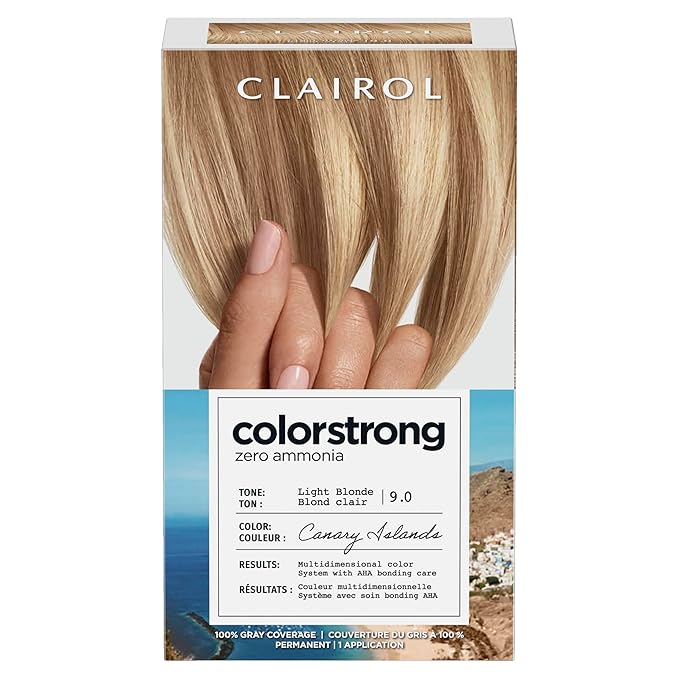 Clairol ColorStrong Permanent Zero Ammonia Hair Dye, 9.0 Light Blonde – Canary Island Hair Color, Pack of 1