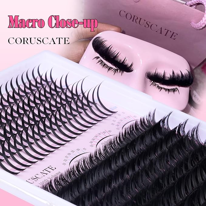 Lash Clusters 100D Long 12-20mm Lash Spikes Eyelash Clusters Volume Individual Lashes DIY Spiky Lash Extension Mega Cluster Eyelash Extensions Mink Strips Lashes Thick by CORUSCATE