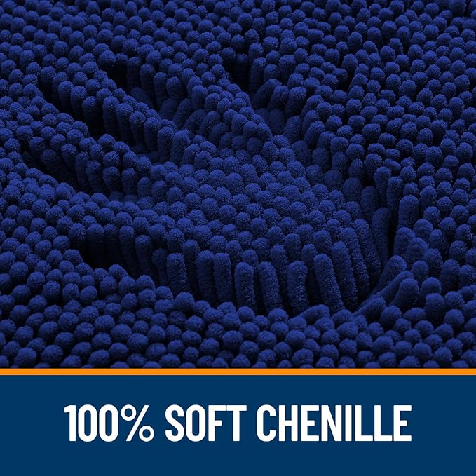 OLANLY Bathroom Rugs 70x24, Extra Soft Absorbent Chenille Bath Rugs, Rubber Backing Quick Dry, Machine Washable Bath Mats for Bathroom Floor, Tub and Shower, Home Decor Accessories, Navy