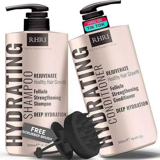 34 OZ Hydrating Shampoo & Conditioner Set for Dry, Damaged, Oily & Fine Hair | Strengthens Roots for Thicker, Stronger Hair, Nourishes Scalp, Reduces Breakage (Pack of 2)