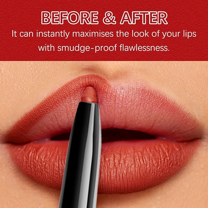 QueenDiary Lip Gloss and Liner Makeup Set, Lifter Gloss and Lifter Liner in Petal and Line Leader Shades (Cool and High-end)