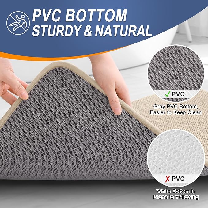 OLANLY Toilet Rugs U-Shaped 24x20, Extra Soft Absorbent Thick Memory Foam Contour Bathroom Rugs, Dry Quickly, Machine Washable, Non-Slip Toilet Bath Mat, Home Decor Accessories, Beige