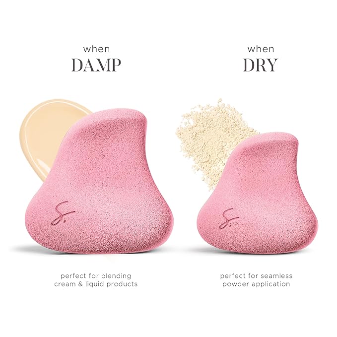 Strokes Beauty Lab Original Beauty Blender Makeup Sponge Applicator for Powder, Cream & Liquid, Beauty Tools Puff, Streak Free Application, Vegan, Cruelty Free Made in USA, Pink (3 Pieces)