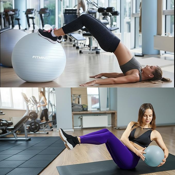 Exercise Balls Set 22-30 Inch & 9 Inch, Small Pilates Ball with Pump, Pregnancy Ball for Women, Yoga Balls for Exercise, Small Exercise Ball for Between Knees, Stability, Physio