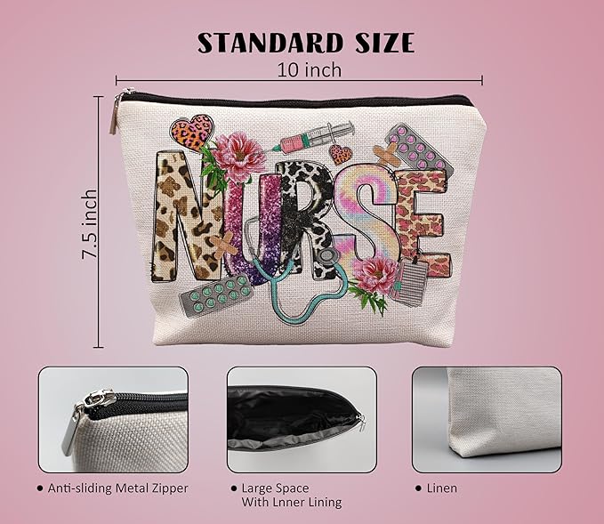 uinwk Western Nurse Makeup Bag, Nurse Gifts for Women, Nurse Appreciation Gifts, Registered Nurse RN Gifts, Nurse Practitioner Gifts for Women Cosmetic Bag, Nurse Graduation Gifts, Nurse Makeup Pouch