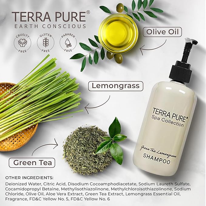 Terra Pure Shampoo | Spa Collection | Hotel Amenities in Pump Bottle | 10.14 oz. / 300 ml (Single Bottle)