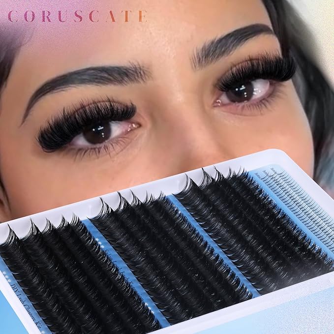 CORUSCATE Lash Clusters 100D120D150D with Bottom Lash, Cluster Eyelash Extensions Long 12-20mm DIY Cluster Lashes Thick Eyelash Clusters Volume Individual Lashes Extension 390pcs Eyelashes Strip