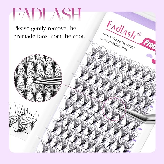 FADLASH Premade Lash Fans D Curl Premade Fans Eyelash Extensions 16D 0.07 Volume Lash Fans Premade Handmade Premade Lash Extensions Fans (16D-07D, Camellia)