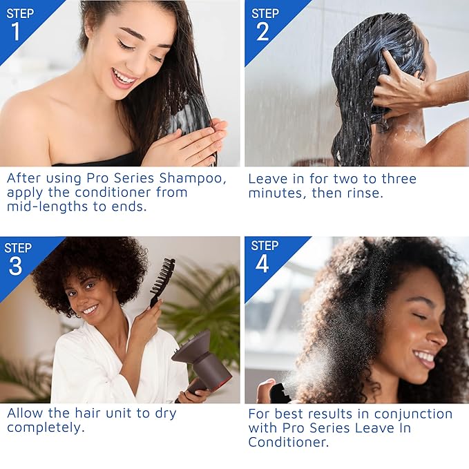 Pro Series Conditioner for Shiny, Smooth, Strong, Frizz-free & Bouncy Healthy Hair - Daily Use Hair Care Color Treatment w/Argan Oil, Aloe Vera & Cucumber for Lace Wig, Toupee & Hairpieces, 8oz