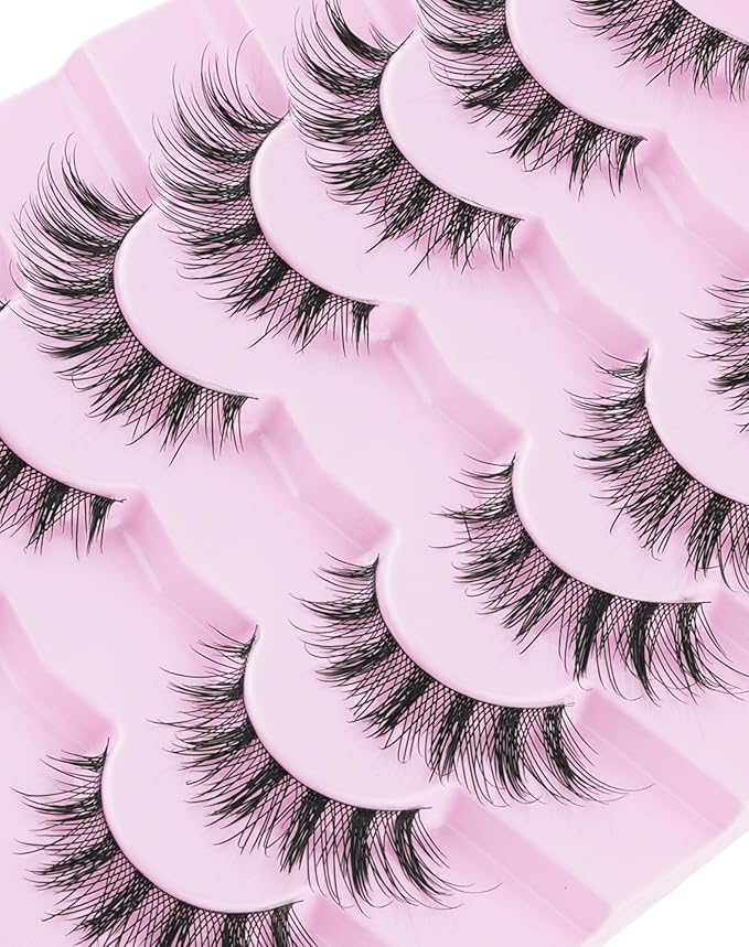 Manga Lashes Natural Look Anime Lashes Cosplay Fake Lashes 3D Wispy Eyelashes Asian False Eyelashes Japanese Eye Lashes Manhua Lashes Pack 7 Pairs Manga03