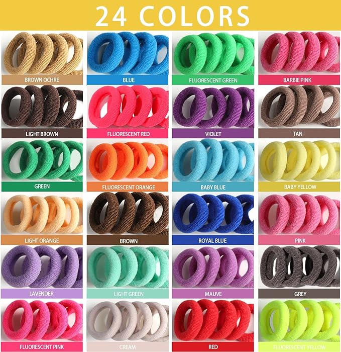 YGDZ 280 PCS Cotton 24 Colors Hair Ties Set with Organizer Box - Seamless Soft Mini Elastics Ponytail Holders and Hair Accessories for Toddlers, Girls, Kids