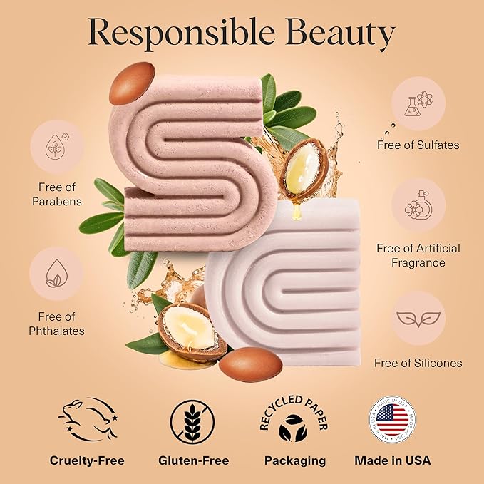 Kitsch Argan Oil Conditioner Bar – Repairing Hair Conditioner for Damaged Hair, Anti-Frizz – Strengthening, Moisturizing Hair Care – Paraben, Silicone & Sulfate-Free – Made in USA - 2.7 oz | Repairing, for Women and Men, Made in USA