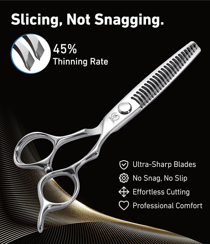 Fenice Peak 6 Inch 16 Teeth Professional Hair Thinning Scissors, VG10 Japanese Steel Texturizing & Blending Shears for Barbers, Salon Stylists & Home Use, CNC Precision Sharpened