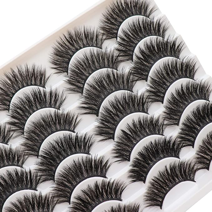 Losha Eyelashes Natural Look Faux Mink Lashes Pack Handmade Fluffy False Eyelashes 14 Pairs Eye Lashes (F48)