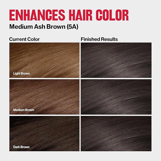 Revlon ColorSilk Tone + Gloss + Care Demi Permanent Hair Color, Dye Kit with Leave-In Scalp and Haircare Serum, 2x Shinier, 4x Stronger, 5A Medium Ash Brown, 4.5 fl oz