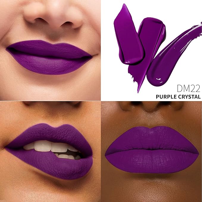 Depuplum 3Pc Matte Liquid Lipsticks for Women Red Lipstick Brown Lisptick Purple Lipstick Cruelty Free Long Lasting Lip Makeup, DM15+22+29