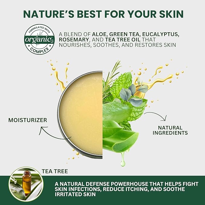 Tea Tree Oil for Skin, MaxTherapy Tea Tree Balm, Dry Itchy Skin & Rash Relief, Athlete’s Foot & Dry Feet Itching, Jock Itch, Chafing, Bug Bites, Natural, Effective & Safe for All Ages, 2-pack