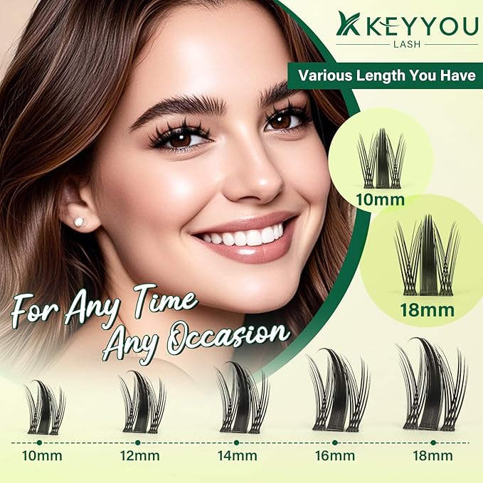 KEYYOU LASH Lash Clusters Kit Manga Lashes Individual 120pcs Wispy Lash Clusters with 10ml Remover Bond&Seal 10-18mm Eyelash Extension with Spikes D Curl Fairy Style Manga Cosplay DIY at home(F02 Kit)