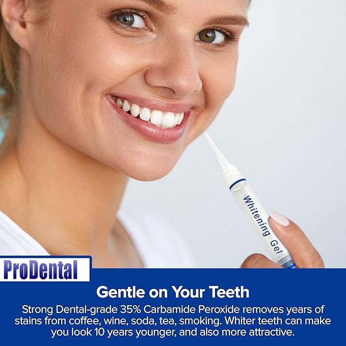 ProDental Teeth Whitening Gel Syringe Refill 10 Pack, 35% Carbamide Peroxide - 60 Treatments, Faster Results Than Tooth Whitening Strips - Pen - Powders and Toothpaste, Safe for Sensitive Teeth