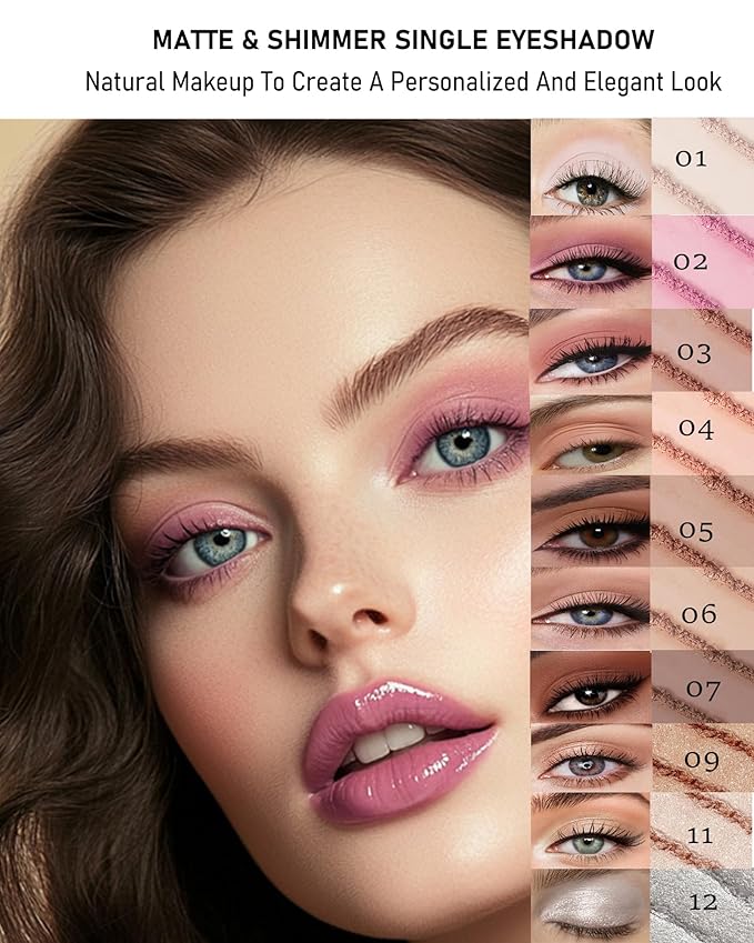 Single Matte Eyeshadow,Nude Pink Eye Shadow Palette Primer Base Blusher Makeup,High Pigment Waterproof Pressed Eye Shadows Powder with Smooth Lightweight Blendable Formula for Daily Eye Look-02