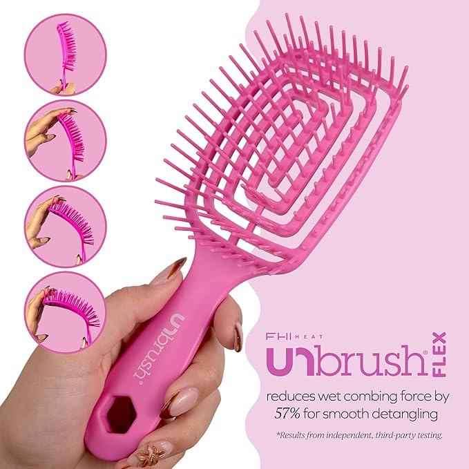 FHI Heat UNbrush Flex Detangling Hair Brush - Pink