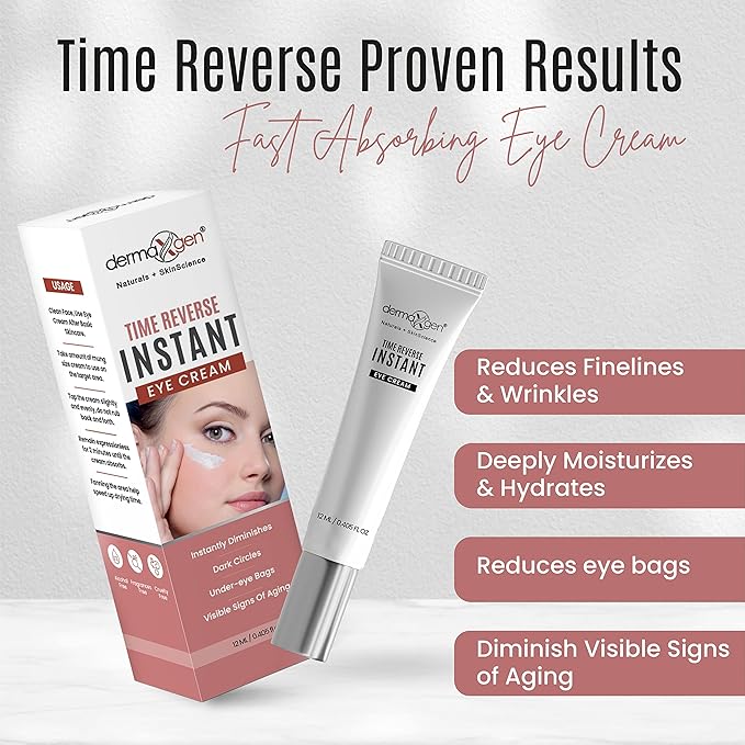 Dermaxgen Instant Eyelift Cream Time Reverse Treatment For Dark Circles, Puffy Eyes, & Wrinkles Anti Aging Serum Reduces Under Eye Bags, Wrinkles, Dark Circles, Fine Lines & Crow's Feet Instantly - 12