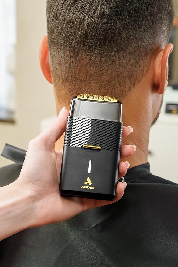 Andis 563616 Pro Foil Plus II Cordless Shaver, Gold Titanium Foils, Lithium Ion Battery, Includes USB-C Charging Stand, Black