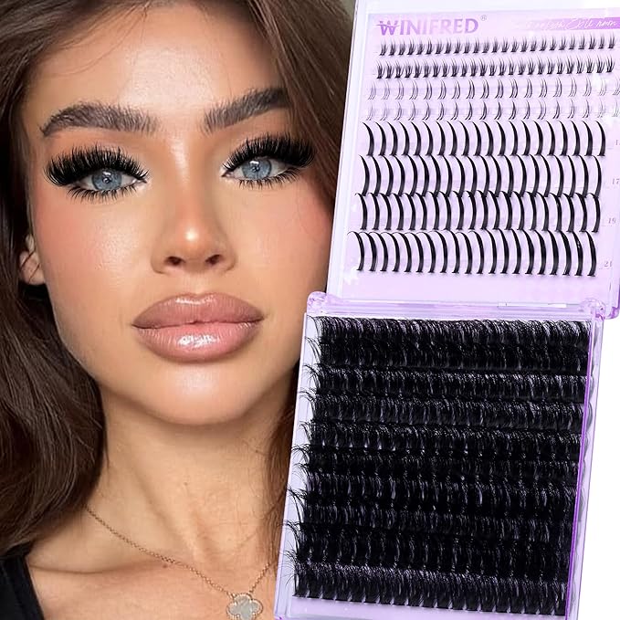 Winifred Lash Clusters with Bottom Lashes 14-20MM Eyelash Clusters with Spikes Thick Volume Cluster Eyelash Extensions 100D Full Individual Lashes D Curly Lash Extension (356pcs)