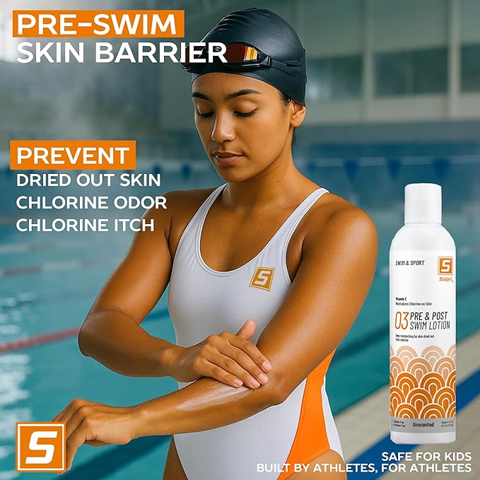 Solpri Pre and After Swim Lotion with Vitamin C 8 Fl Oz - Pre Swim Chlorine Skin Protection, Pre Swim Lotion for Chlorine (8 Fluid Ounce, Unscented)
