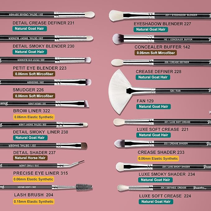 Pro makeup Artist Brushes Set 32Pcs Luxury Goat Hair Horse hair Makeup Brush Set eye and face brushes for every possibility By Bueart Design