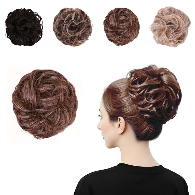 Juvabun Messy Bun 2.0 Reddish Blonde Hair Bun Extension Soft Messy Bun Scrunchie Washable Lightweight for Women Updos