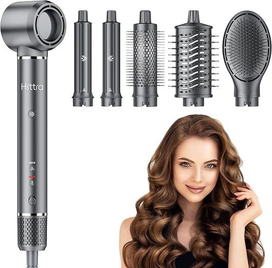 6-in-1 Ionic Hot Air Styler, Powerful High Speed Hair Dryer Brush, Auto Wrap Curler for Fast Drying, Volumizing&Straightening for Multi Styler, Cool Shot Button-No Heat Damage, Gift for Women-Travel
