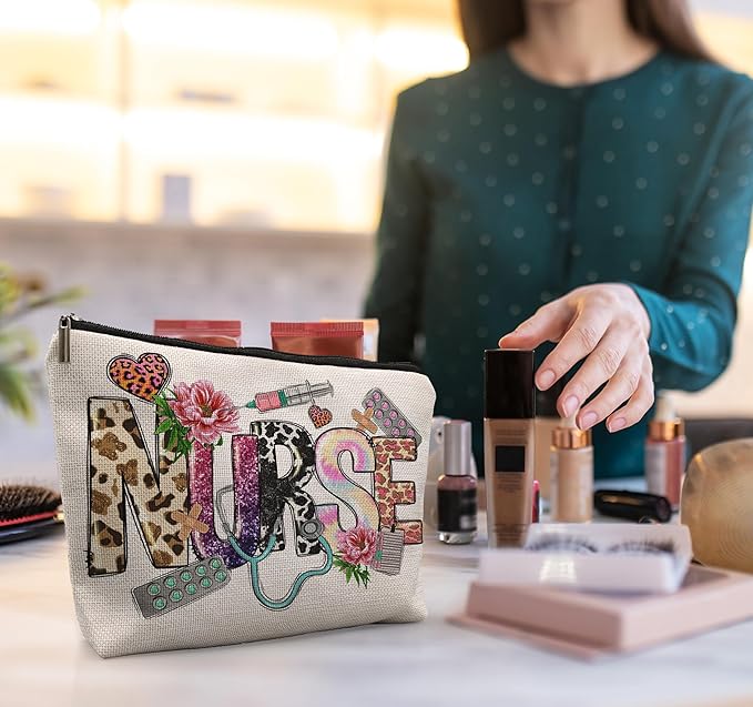 uinwk Western Nurse Makeup Bag, Nurse Gifts for Women, Nurse Appreciation Gifts, Registered Nurse RN Gifts, Nurse Practitioner Gifts for Women Cosmetic Bag, Nurse Graduation Gifts, Nurse Makeup Pouch