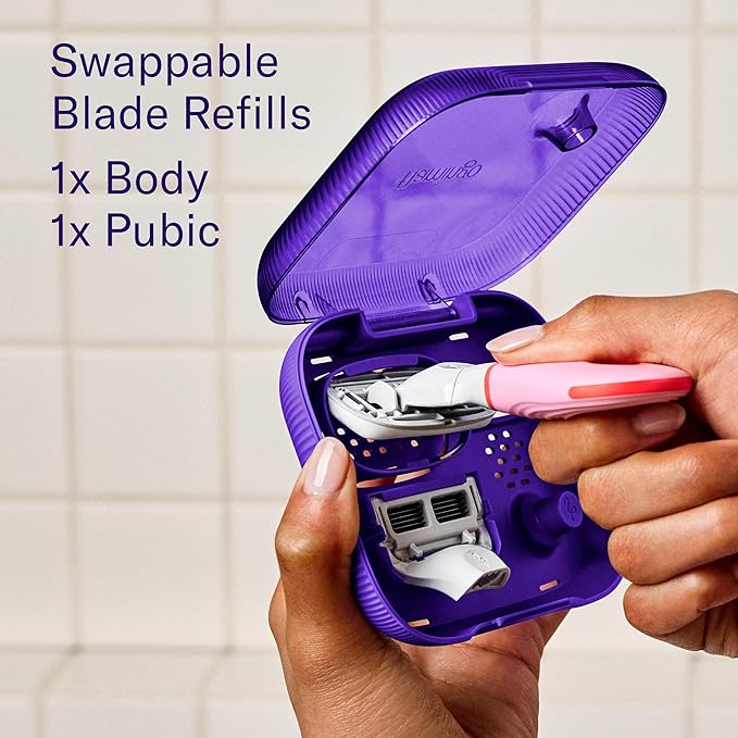 Flamingo Travel Razor Kit for Women – Body & Pubic Razor – Mini Handle, 2 Blade Refills, 2 Travel Size Foaming Shave Gels & Vented Case