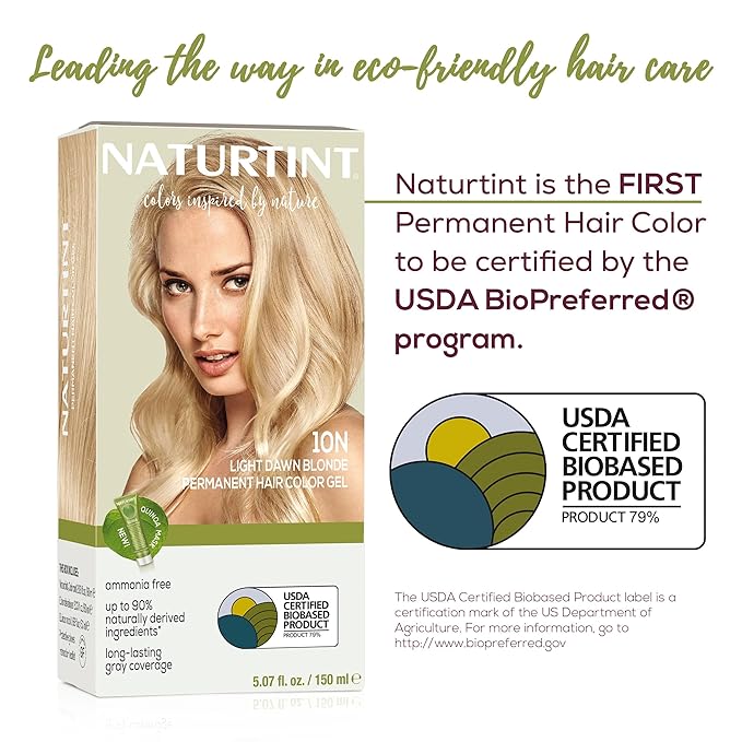 Naturtint 10N Light Dawn Blonde Permanent Hair Color (Pack of 1), Ammonia Free, Vegan, Cruelty Free, up to 100% Gray Coverage, Long Lasting Results (Packaging may vary)