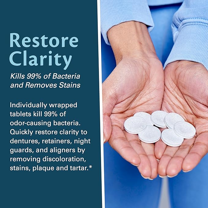Retainer Cleanser Tablets Cleaner, Removes Odors Discoloration Stains and Plaque 2 Month Supply Denture Cleansers Retainers Mouth Guards Denture Bath Mint by M3