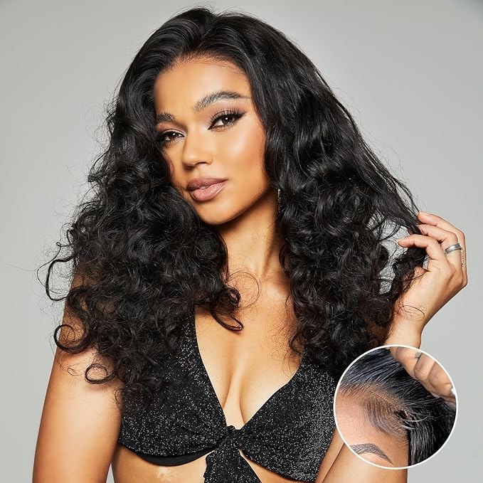 Wear and Go Glueless Wig Human Hair Upgraded Body Wave, 6x4 Pre-Plucked Pre-Cut HD Lace Ready to Wear Glueless Wigs, 180% Density No Glue Lace Front Closure Wigs for Women 22 inch